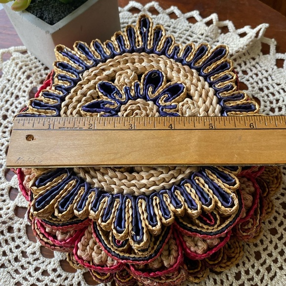 10 Woven Boho Trivets with Floral Design EUC - Picture 13 of 15